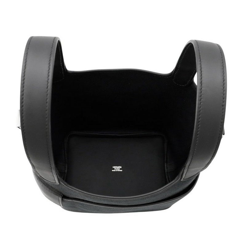 エルメス ハンドバッグ ピコタンロックPM カーゴ ブラック/シルバー金具 トワルゴエラン/スイフト K刻印 黒
