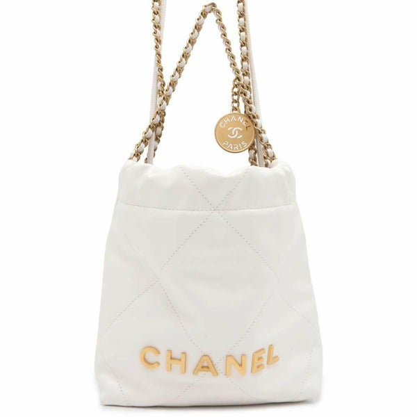 シャネル ハンドバッグ CHANEL 22 ミニ ココマーク シャイニーカーフレザー AS3980 2way 白