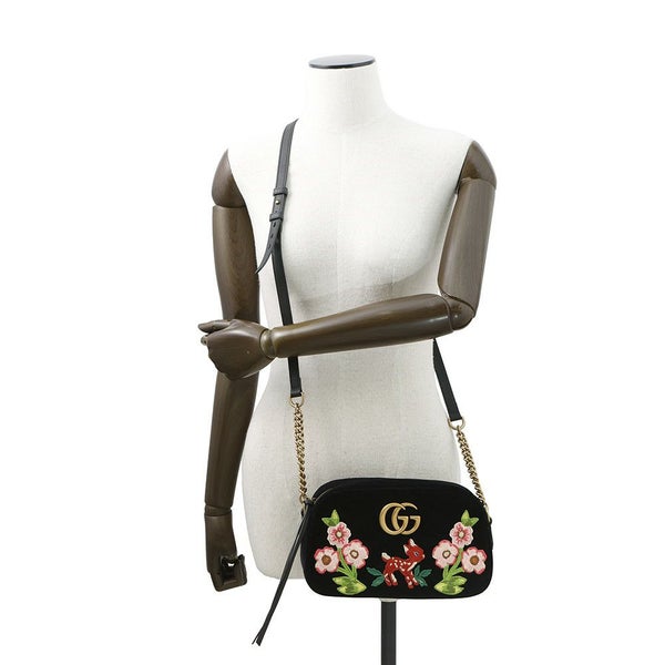 グッチ ショルダーバッグ GGマーモント バンビ ベロア 447632 GUCCI 黒
