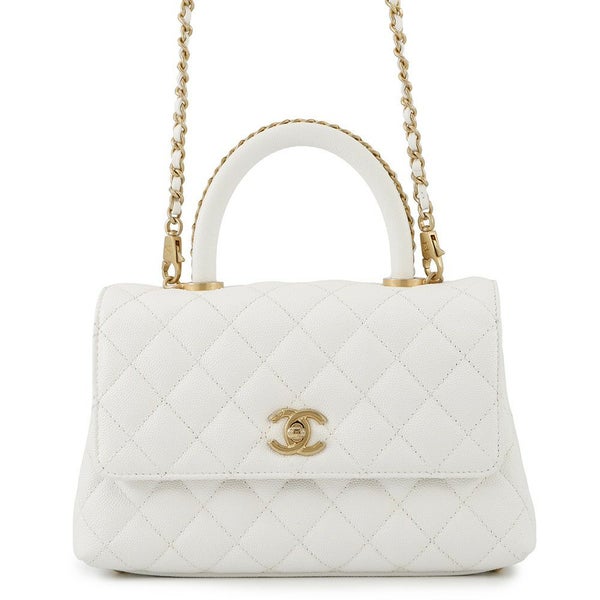 シャネル ハンドバッグ マトラッセ ココマーク ココハンドル キャビアスキン A92990 CHANEL 2way 白