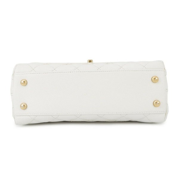 シャネル ハンドバッグ マトラッセ ココマーク ココハンドル キャビアスキン A92990 CHANEL 2way 白