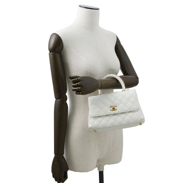 シャネル ハンドバッグ マトラッセ ココマーク ココハンドル キャビアスキン A92990 CHANEL 2way 白