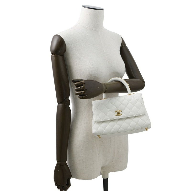 シャネル ハンドバッグ マトラッセ ココマーク ココハンドル キャビアスキン A92990 CHANEL 2way 白