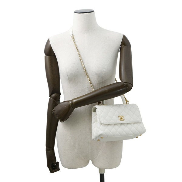 シャネル ハンドバッグ マトラッセ ココマーク ココハンドル キャビアスキン A92990 CHANEL 2way 白
