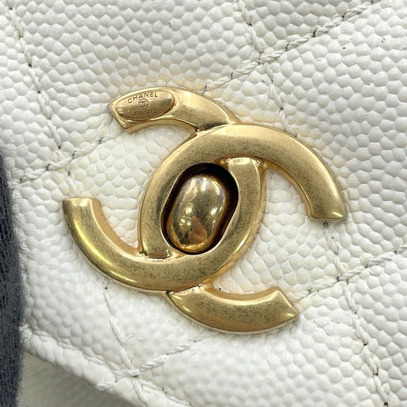 シャネル ハンドバッグ マトラッセ ココマーク ココハンドル キャビアスキン A92990 CHANEL 2way 白