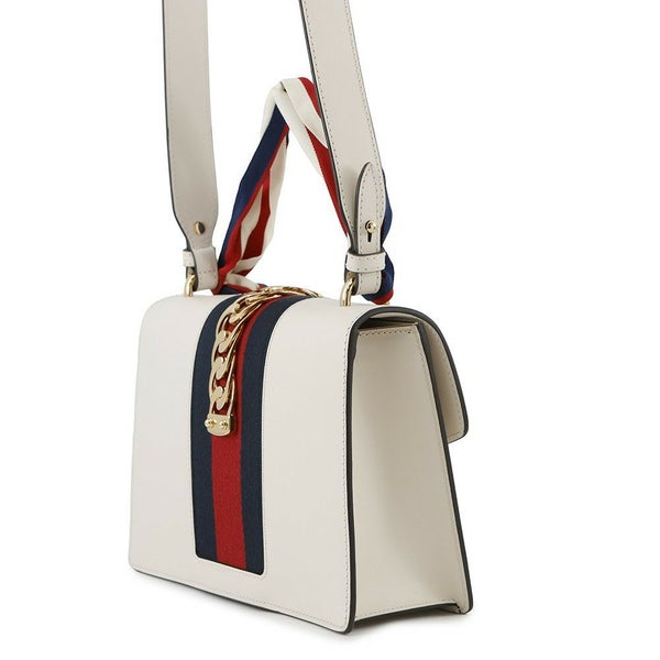 グッチ ショルダーバッグ シルヴィ レザー 421882 GUCCI 2way リボン 白