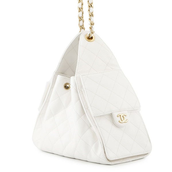 シャネル チェーンショルダーバッグ CHANEL25 スモール キャビアスキン AS5293 CHANEL バッグ 白