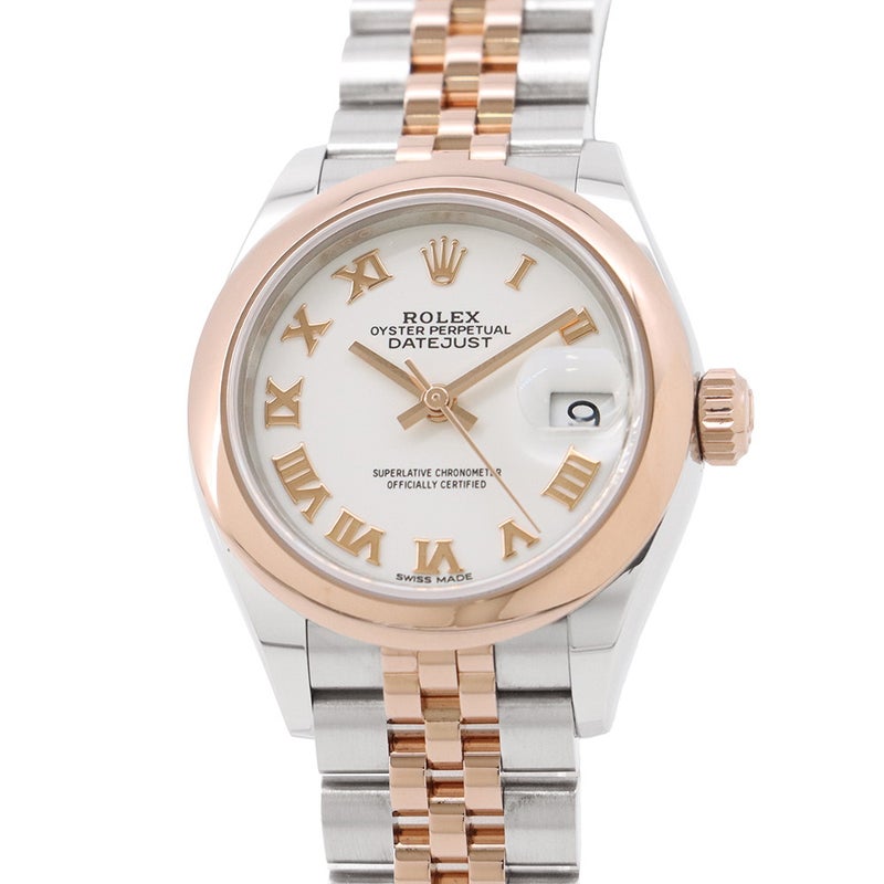 ロレックス レディ デイトジャスト28 SS/K18PG 279161 ROLEX 腕時計 白文字盤 ローマン
