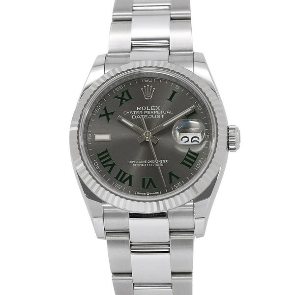 ロレックス デイトジャスト36 SS/K18WG ランダムシリアル ルーレット 126234 ROLEX 腕時計 スレート文字盤