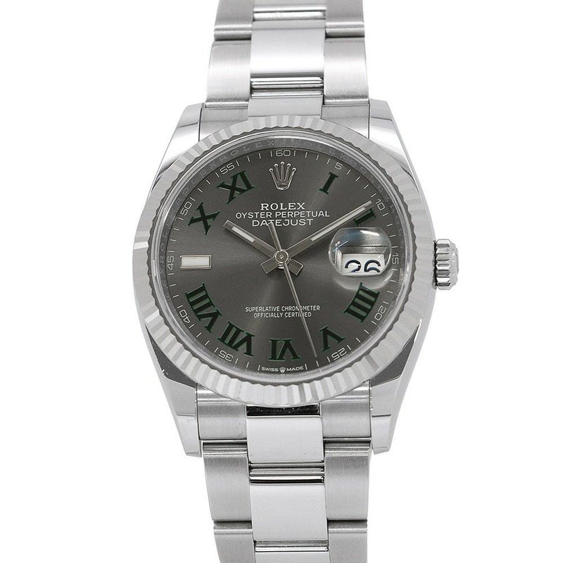 ロレックス デイトジャスト36 SS/K18WG ランダムシリアル ルーレット 126234 ROLEX 腕時計 スレート文字盤