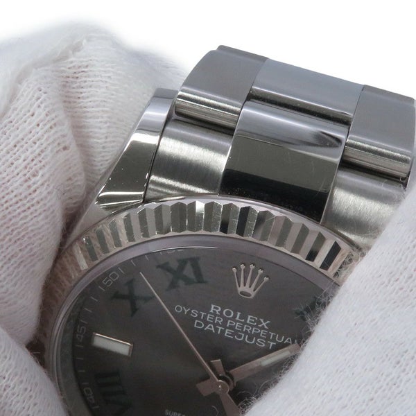 ロレックス デイトジャスト36 SS/K18WG ランダムシリアル ルーレット 126234 ROLEX 腕時計 スレート文字盤