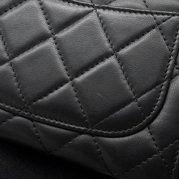 シャネル コインケース マトラッセ フラップ ウォレット ラムスキン CHANEL 財布 黒