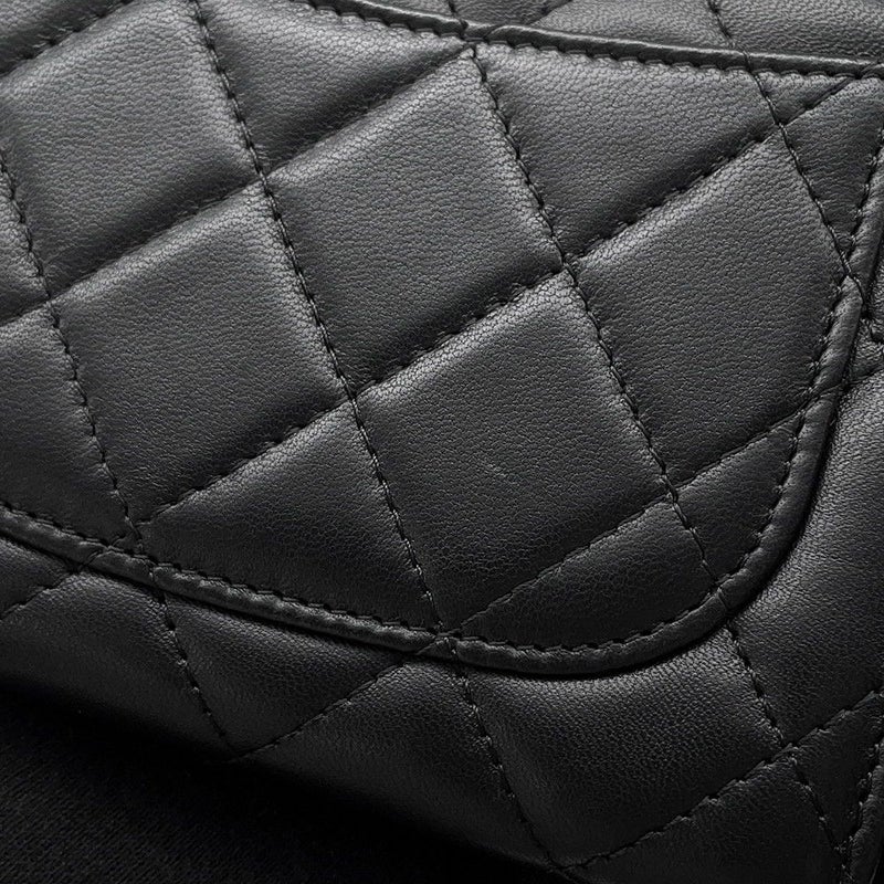 シャネル コインケース マトラッセ フラップ ウォレット ラムスキン CHANEL 財布 黒