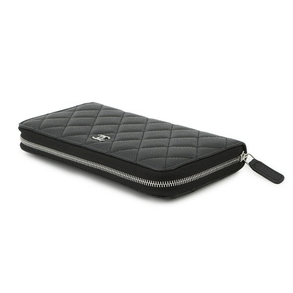 シャネル 長財布 クラシック ロング ジップ ウォレット ココマーク キャビアスキン キルティング AP0242 CHANEL マトラッセ 黒