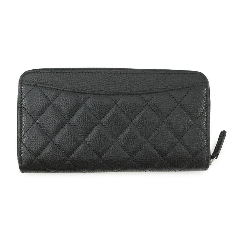 シャネル 長財布 クラシック ロング ジップ ウォレット ココマーク キャビアスキン キルティング AP0242 CHANEL マトラッセ 黒