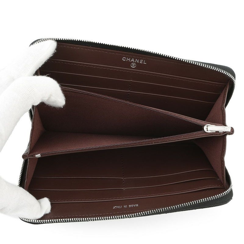 シャネル 長財布 クラシック ロング ジップ ウォレット ココマーク キャビアスキン キルティング AP0242 CHANEL マトラッセ 黒