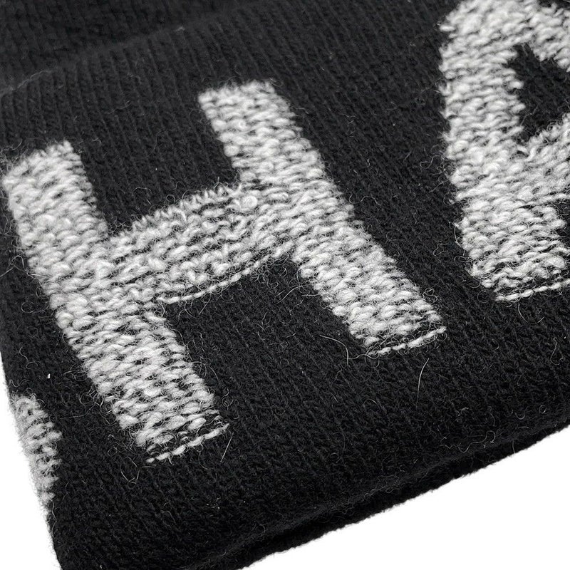 シャネル ニット帽 ロゴ ウール カシミヤ CHANEL 帽子 黒