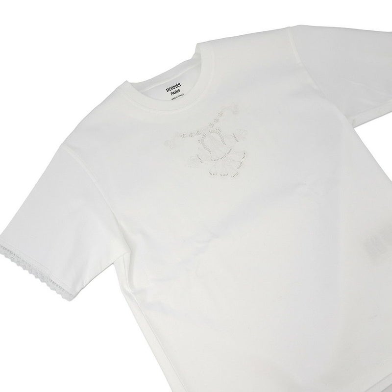 エルメス Tシャツ パルフロワ 刺繍入り マキシシャツ レディースサイズ36 HERMES トップス 白