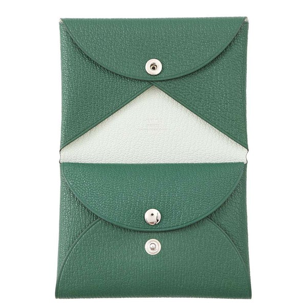 エルメス コインケース カルヴィ デュオ ヴェールヴェルティゴ/ミント/シルバー金具 シェブルミゾル W刻印