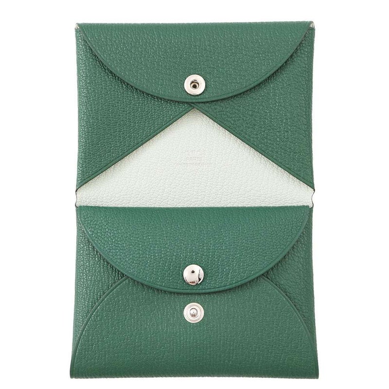 エルメス コインケース カルヴィ デュオ ヴェールヴェルティゴ/ミント/シルバー金具 シェブルミゾル W刻印