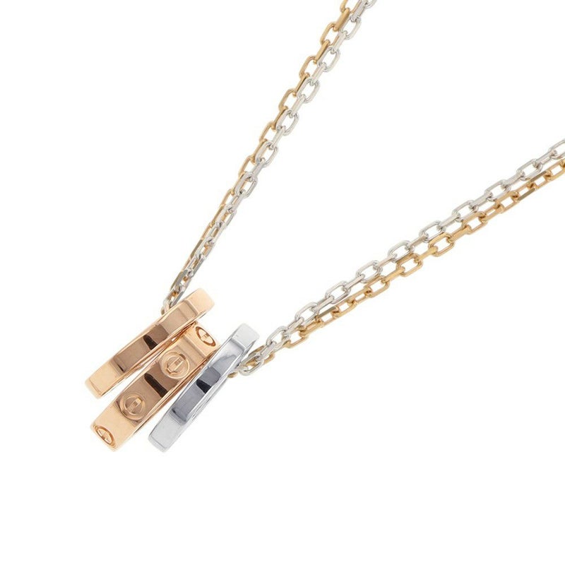 カルティエ ネックレス LOVE ネックレス ダイヤモンド 6P 計0.01ct K18PG/K18WG B7219700 ラブサークル スリーフープ ペンダント