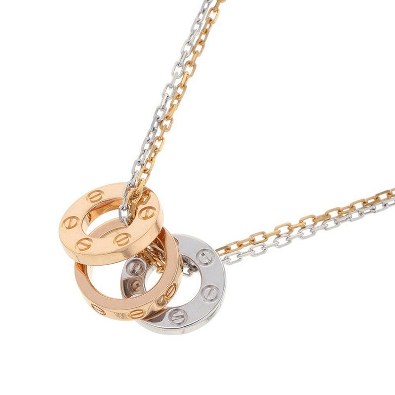 カルティエ ネックレス LOVE ネックレス ダイヤモンド 6P 計0.01ct K18PG/K18WG B7219700 ラブサークル スリーフープ ペンダント