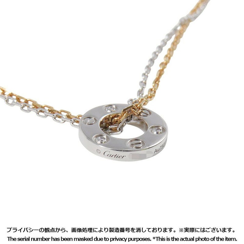 カルティエ ネックレス LOVE ネックレス ダイヤモンド 6P 計0.01ct K18PG/K18WG B7219700 ラブサークル スリーフープ ペンダント