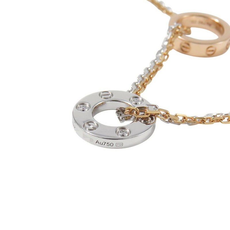 カルティエ ネックレス LOVE ネックレス ダイヤモンド 6P 計0.01ct K18PG/K18WG B7219700 ラブサークル スリーフープ ペンダント