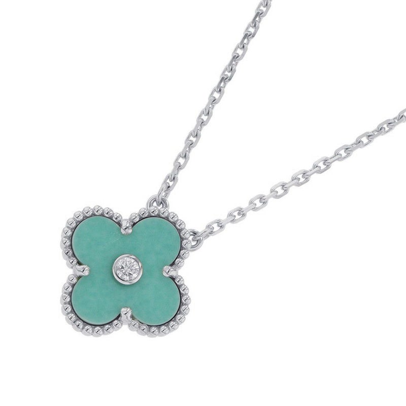 ヴァンクリーフ&アーペル ネックレス ヴィンテージ アルハンブラ セラドングリーン ダイヤ 1P K18WG VCARP9RU00 2022年ホリデー