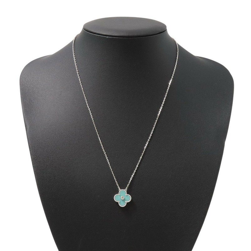 ヴァンクリーフ&アーペル ネックレス ヴィンテージ アルハンブラ セラドングリーン ダイヤ 1P K18WG VCARP9RU00 2022年ホリデー