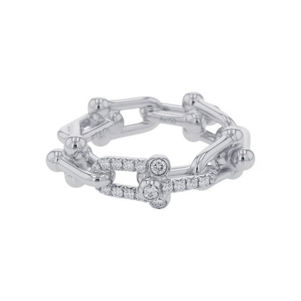 ティファニー リング ハードウェア スモール リンク リング ダイヤモンド 計0.26ct K18WG サイズ約12号 72669290 Tiffany&Co. 指輪