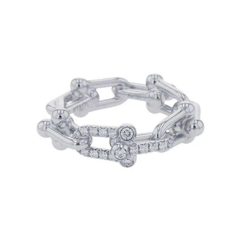 ティファニー リング ハードウェア スモール リンク リング ダイヤモンド 計0.26ct K18WG サイズ約12号 72669290 Tiffany&Co. 指輪