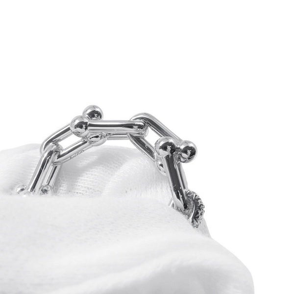 ティファニー リング ハードウェア スモール リンク リング ダイヤモンド 計0.26ct K18WG サイズ約12号 72669290 Tiffany&Co. 指輪