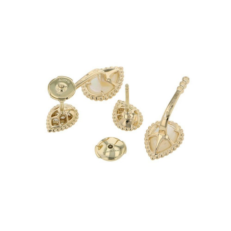 ブシュロン ピアス セルパンボエム 2モチーフ スタッズ マザーオブパール 1P 1.50ct/1P 1.50ct ダイヤ 8P 計0.16ct/8P 計0.16ct K18YG