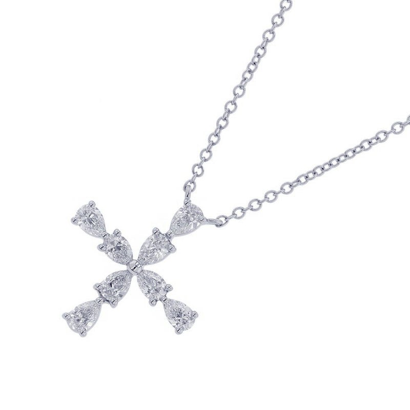 ハリーウィンストン ネックレス シンボルズ・ペアシェイプ・ミニクロス・ペンダント ダイヤ 8P 計約0.48ct Pt950プラチナ PEDPREMCPM