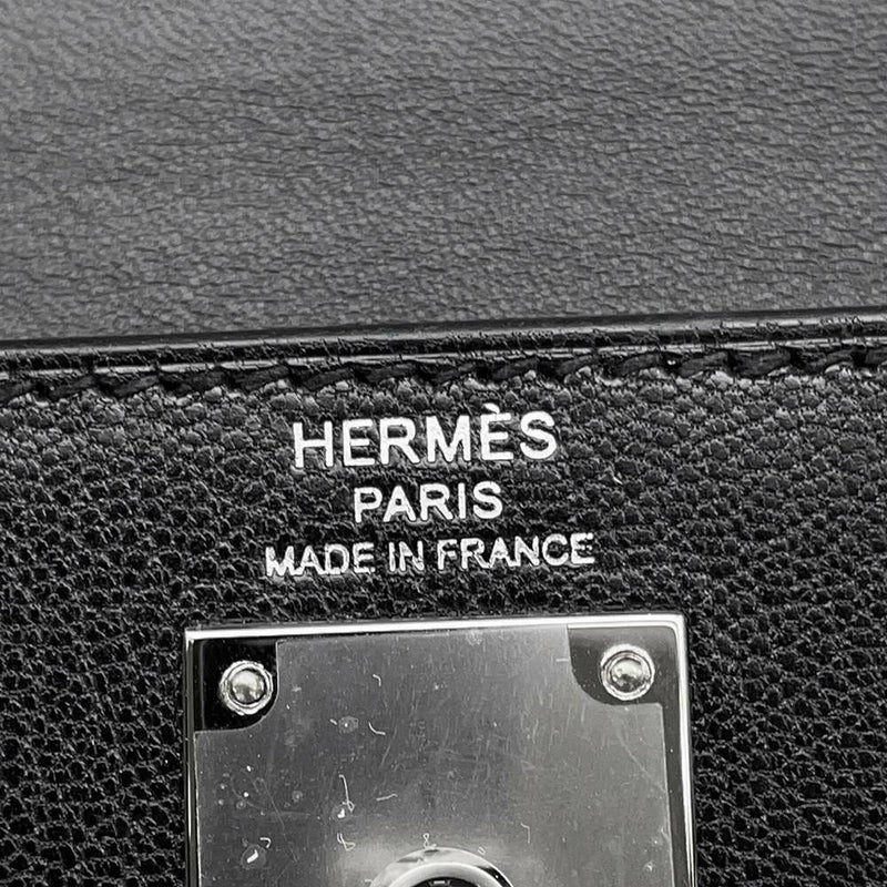 エルメス クラッチバッグ ケリーエラン ブラック/シルバー金具 シェブルシャムキラ B刻印 HERMES 黒