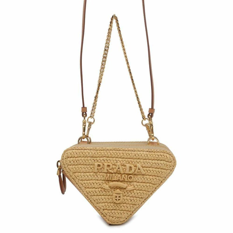 プラダ ショルダーバッグ クロシェ ミニポーチ ラフィア 1NR015 PRADA チェーンバッグ