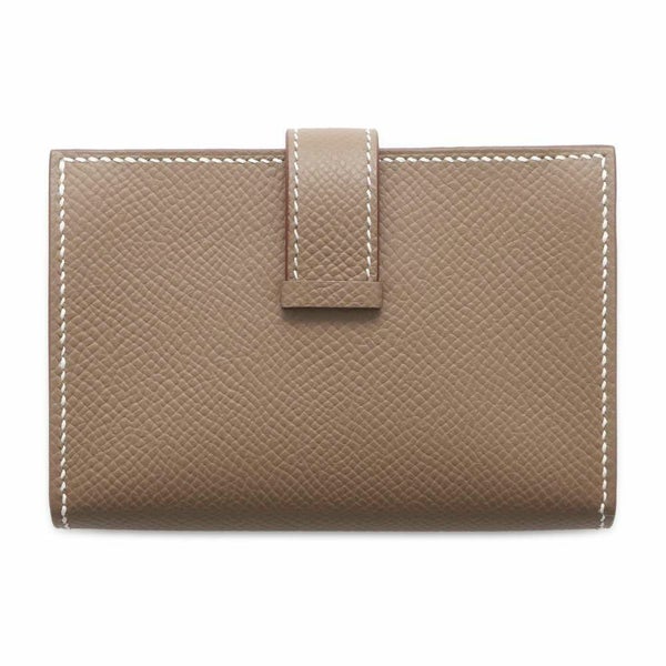 エルメス カードケース ベアン ミニ エトゥープ/ゴールド金具 エプソン B刻印 HERMES 名刺入れ
