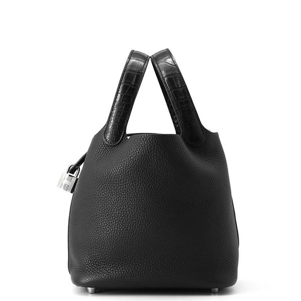 エルメス ハンドバッグ ピコタンロックPM タッチ ブラック/シルバー金具 トリヨンクレマンス/アリゲーターマット Y刻印 黒