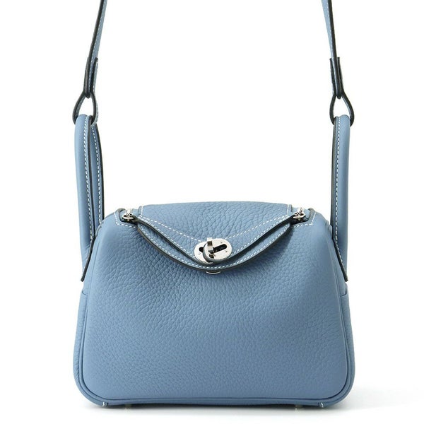 エルメス ハンドバッグ リンディ ミニ ニューブルージーン/シルバー金具 トリヨンクレマンス B刻印 HERMES バッグ 2wayショルダーバッグ