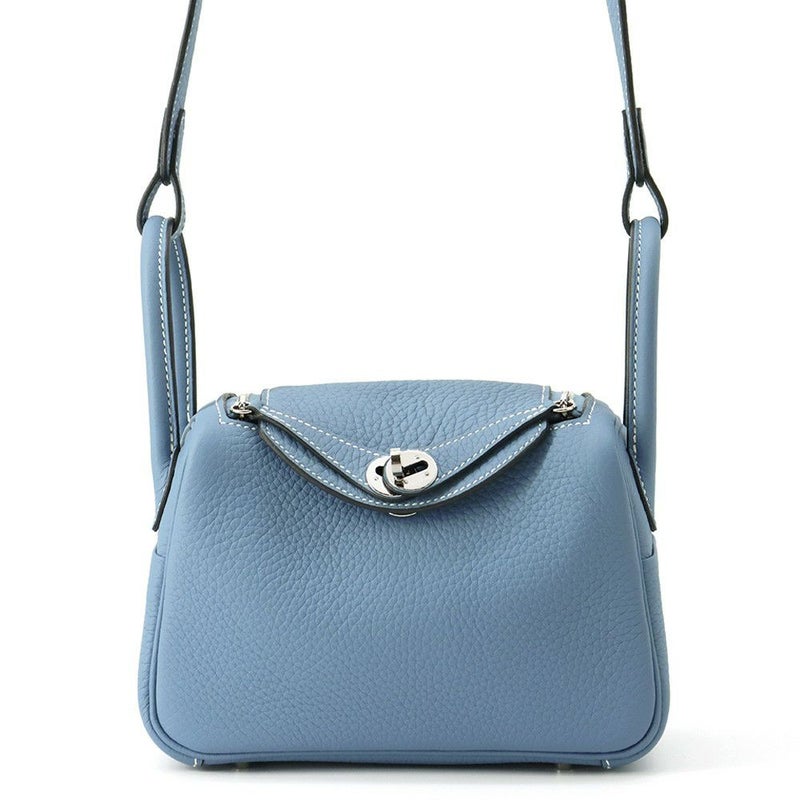 エルメス ハンドバッグ リンディ ミニ ニューブルージーン/シルバー金具 トリヨンクレマンス B刻印 HERMES バッグ 2wayショルダーバッグ