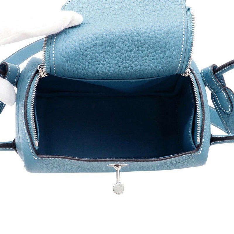 エルメス ハンドバッグ リンディ ミニ ニューブルージーン/シルバー金具 トリヨンクレマンス B刻印 HERMES バッグ 2wayショルダーバッグ
