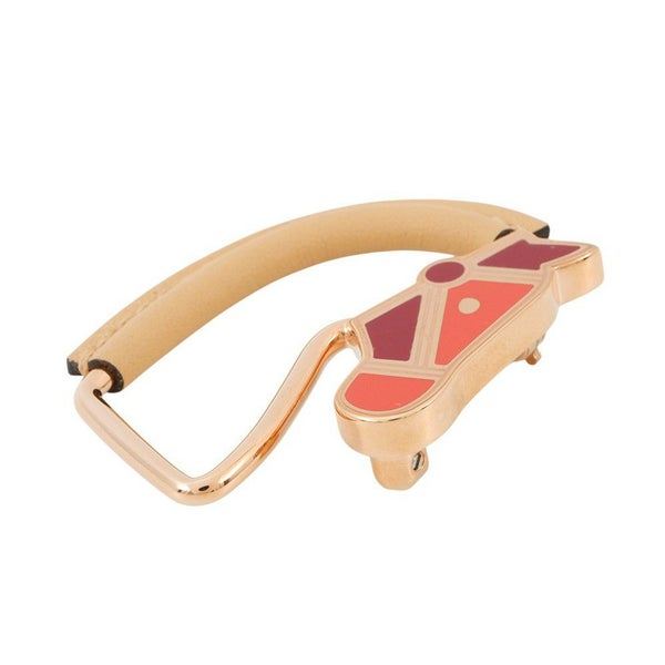 エルメス ブローチ シュバル・グランド・パラード ナチュラルセーブル/ピンクゴールド金具 ラッカーメタル/スイフト HERMES