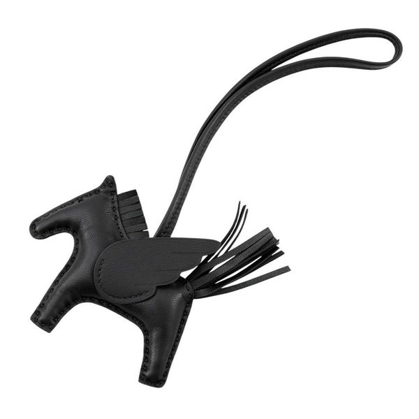 エルメス バッグチャーム ロデオPM ペガサス ブラック ラムスキン K刻印 黒