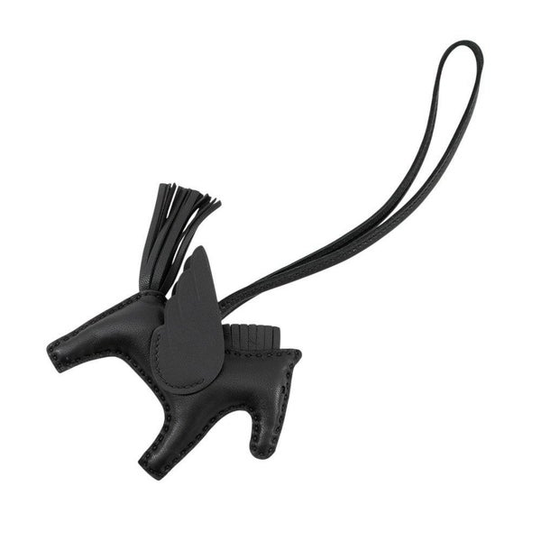 エルメス バッグチャーム ロデオPM ペガサス ブラック ラムスキン K刻印 黒