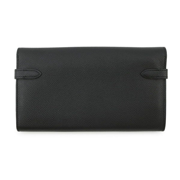 エルメス 長財布 ケリーウォレット ロング ブラック/シルバー金具 エプソン C刻印 HERMES 財布 黒