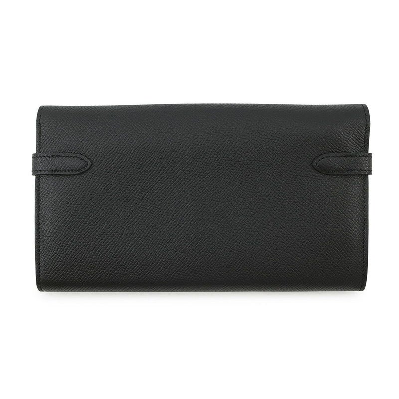 エルメス 長財布 ケリーウォレット ロング ブラック/シルバー金具 エプソン C刻印 HERMES 財布 黒