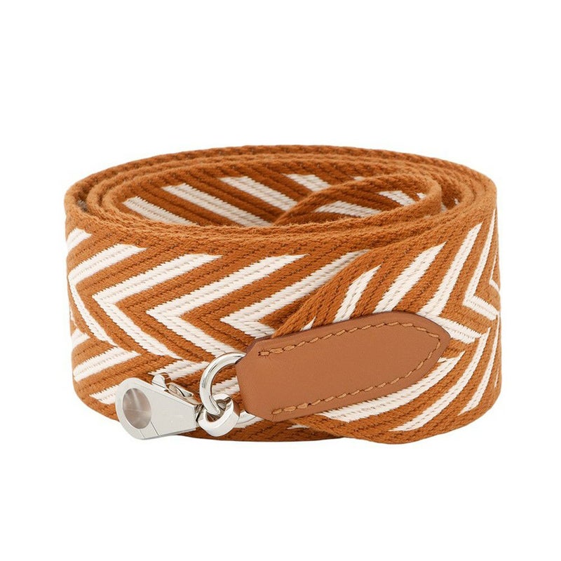 エルメス ショルダーストラップ バンドリエール サングル ジグザグ エクリュ/ゴールド/シルバー金具 キャンバス/スイフト B刻印