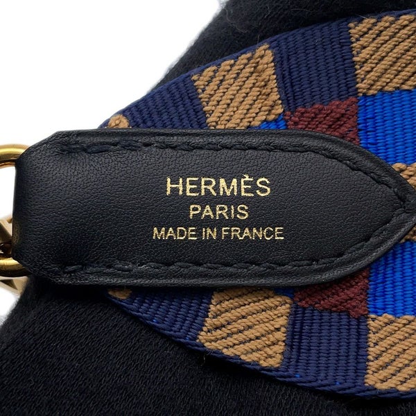 エルメス ストラップ バンドリエール サングル マキシカドリーユ ブラック/ブルービリヤード/ビスキュイ/ルージュアッシュ/ゴールド  U刻印