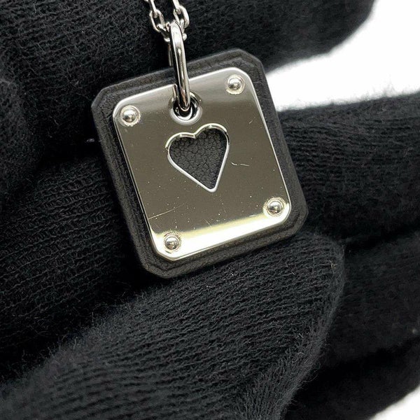 エルメス ネックレス アス ドゥ クール ブラック/シルバー金具 スイフト Y刻印 HERMES アクセサリー 黒